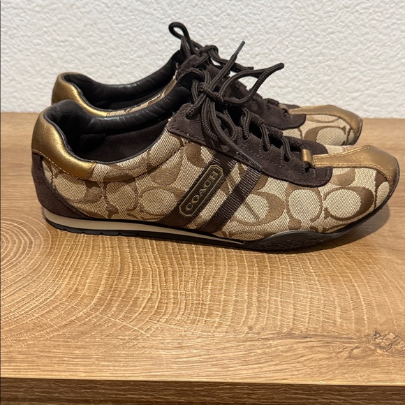 Coach Brown and Gold Patterned Sneakers - Picture 4 of 7